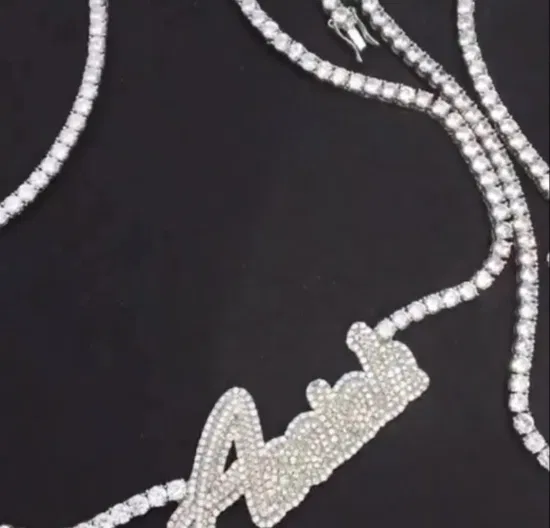 Hip hop diamante criado diamante quilate colar jóias homens cruz memória carta nome pingente de diamante personalizado