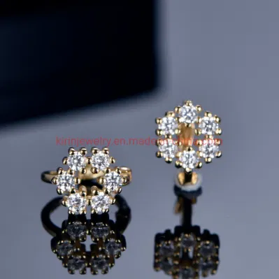 Design moderno estilo coreano 18K brincos banhados a ouro maciço pequenos brincos de argola de ouro prata diamante