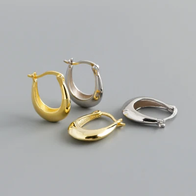 Western Jewelry Fashion S925 Prata Simples Ouro U Forma Brincos de argola